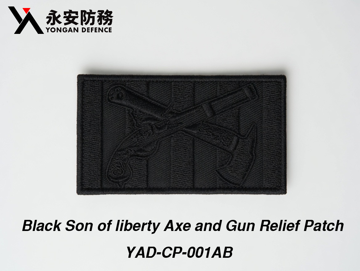Black Son of liberty Axe and Gun Relief Patch