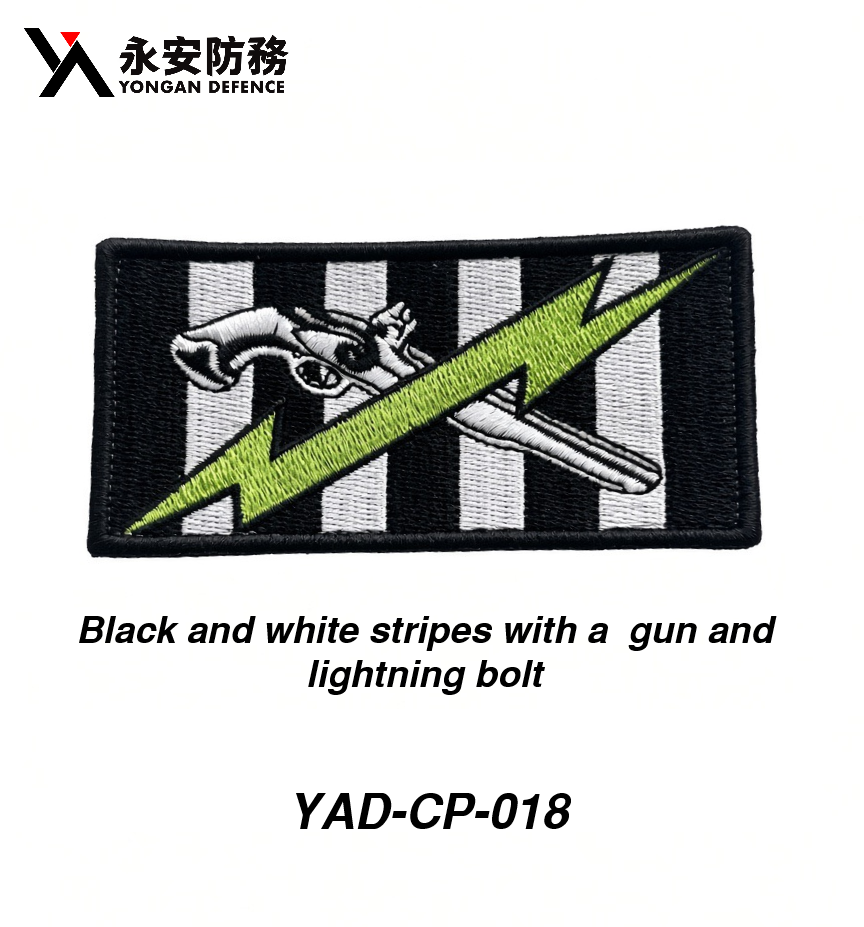 Black/white stripes with gun + lime lightning